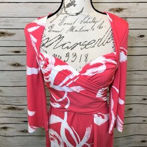 BCBG Maxazria Floral Island Hawaiian Coral Dress